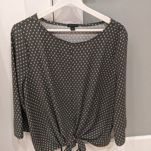 Ann Taylor top, grey with white print. Size L